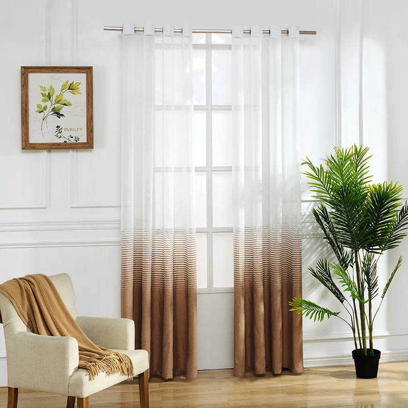 Тюль в горизонтальную полоску для гостиной оконные шторы спальни детской