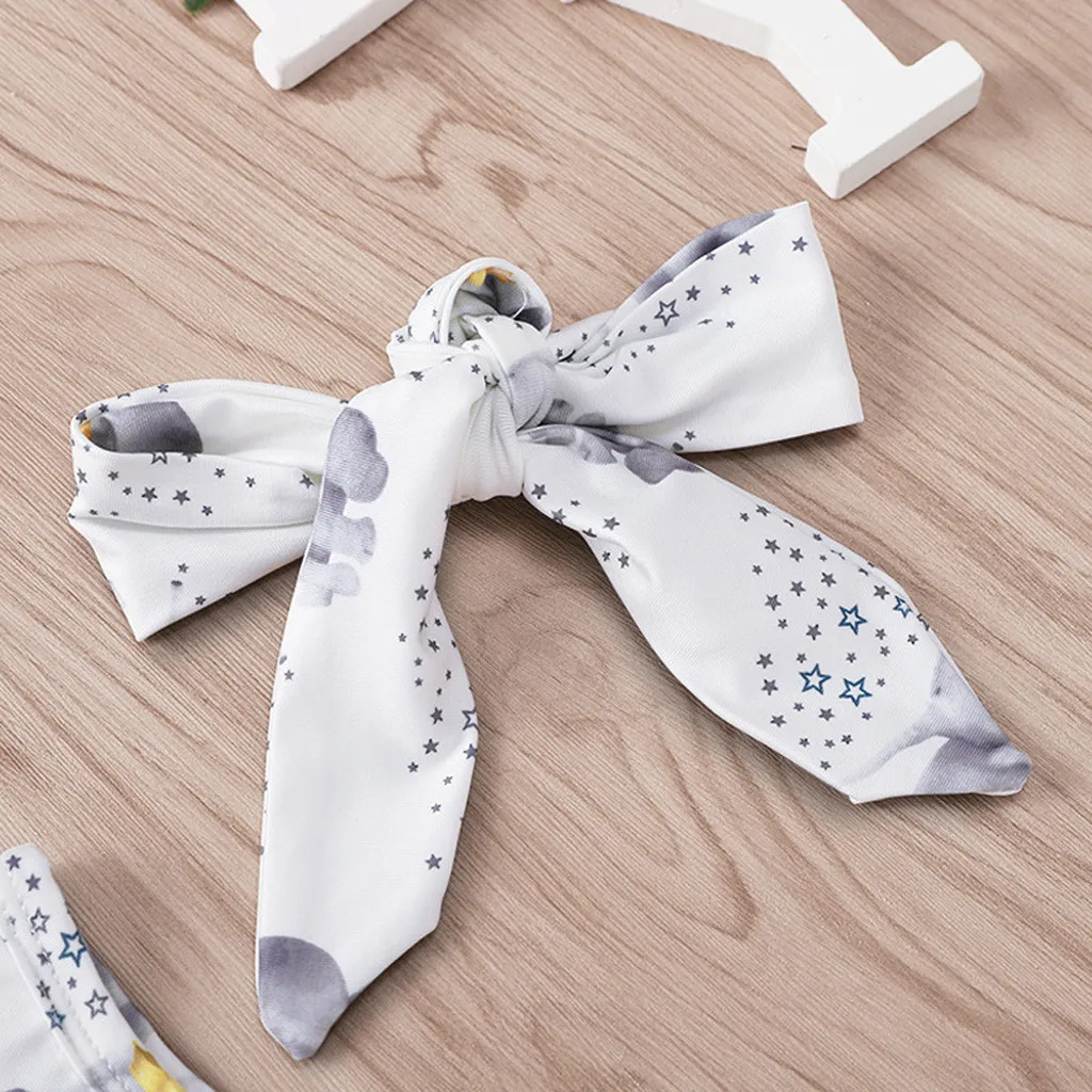 Детские комбинезоны для девочек Цветочный принт помпонами повязка на голову с