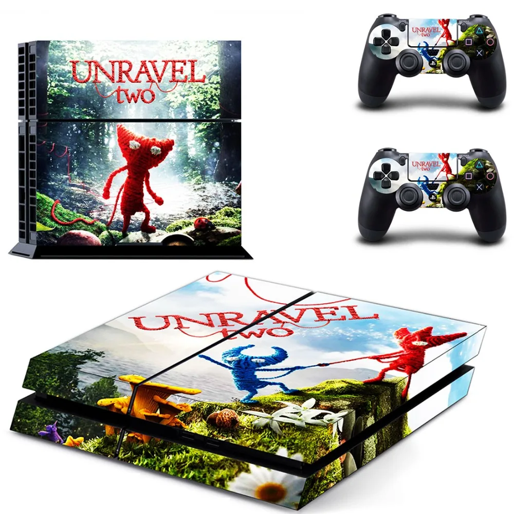 Игра Unravel TWO PS4 переводная картинка наклейка для Sony PlayStation 4 консоли и 2 контроллера