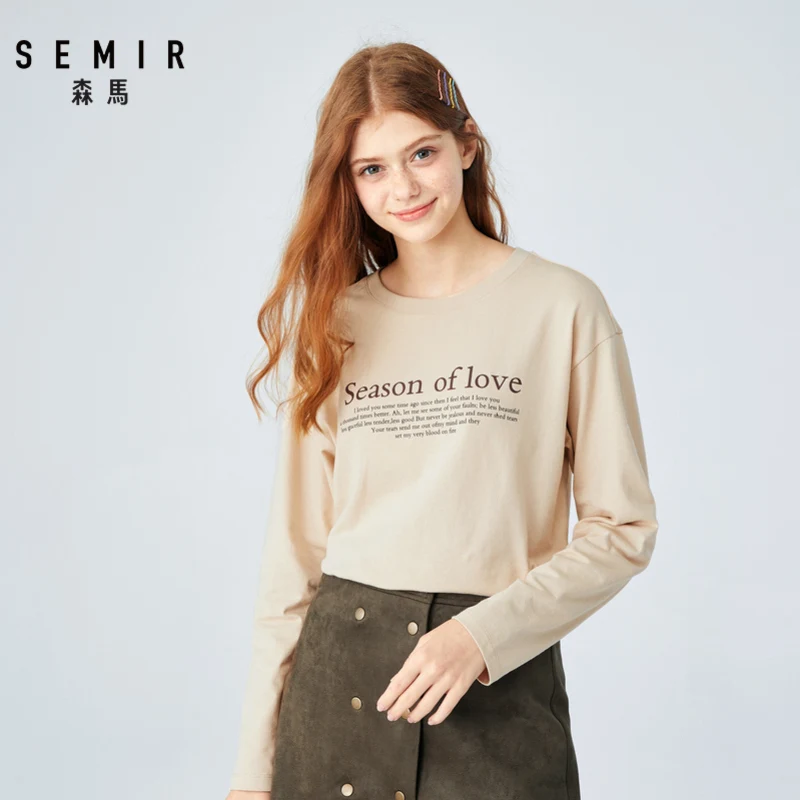 SEMIR женская футболка с длинным рукавом осень 2019 новинка шикарная хлопок длинный