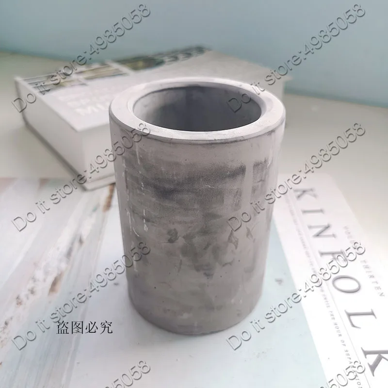 Круглые суккулентные растения цветочный горшок бетонная форма в полоску ручка