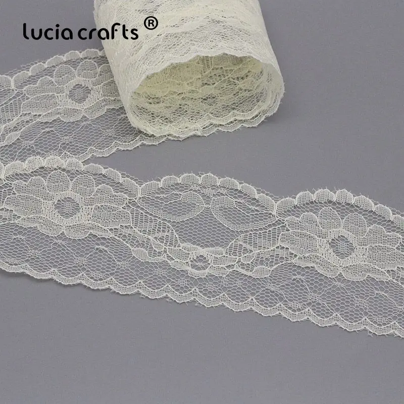 Lucia Crafts, 10 ярдов/партия, 5,5 см, сделай сам, вышитая сетчатая кружевная ткань, новая кружевная лента для шитья, свадебные украшения, R0704 - Цвет: C9 Light yellow