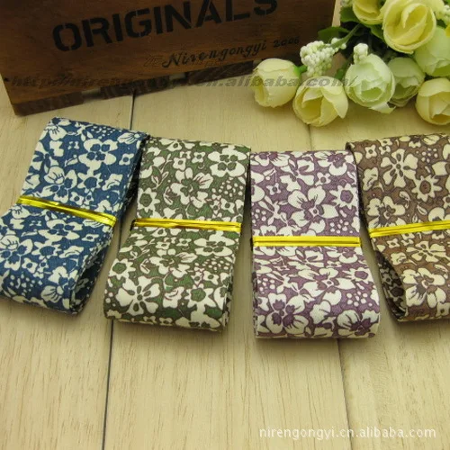 

Country Style 4*100cm Cotton Printed Flower Fabric cloth DIY Hair bowknot accessories material Satin Ribbon 5pcs/Lot