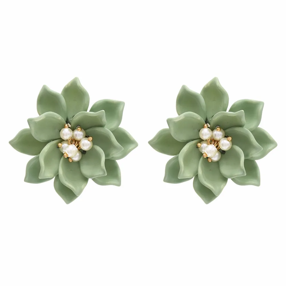 2018 Новая мода корейский стиль большие акриловые жемчужные бусы цветок серьги