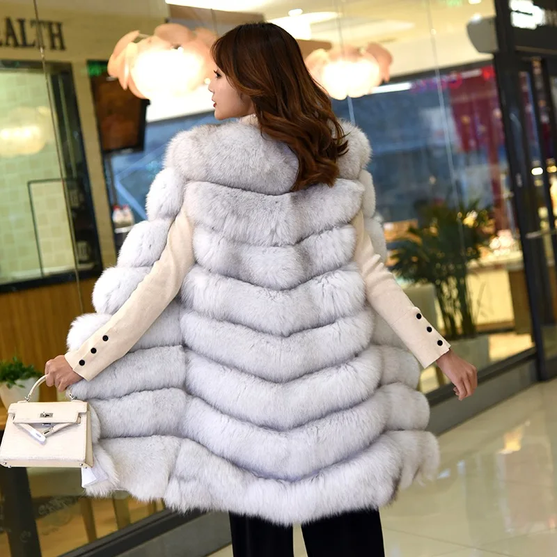 Меховое пальто лисий мех жилет меховое длинный Леди Осень и зима новая вся