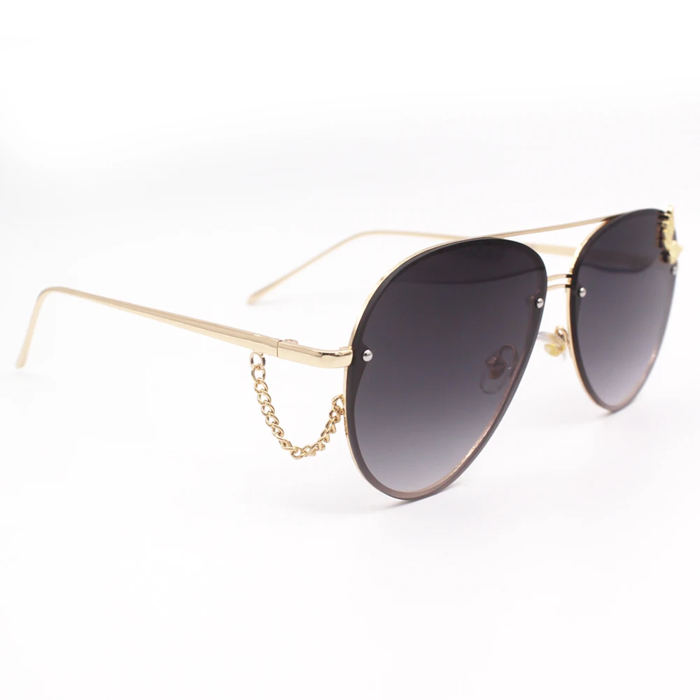 Женские градиентные солнцезащитные очки со звездами и цепочкой модные бабочки