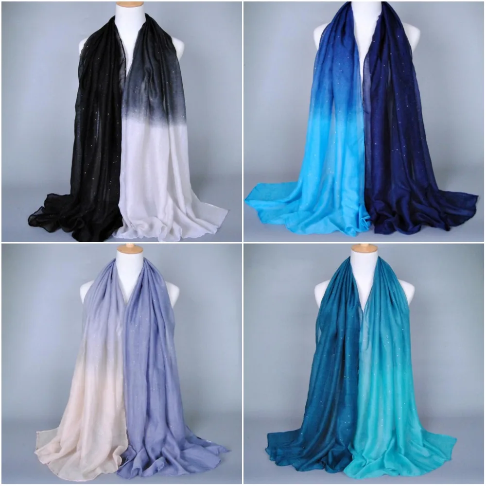 Высокая Мода 2017 хлопковый Блестящий хиджаб простой шарф мусульманский