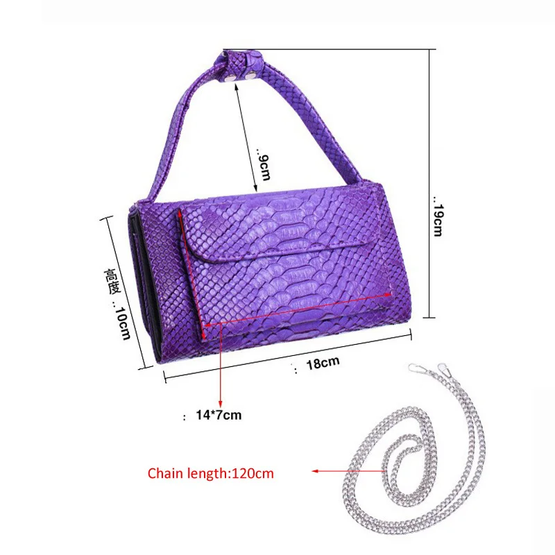 Женская сумка из натуральной кожи маленькая клатч через плечо с змеиным