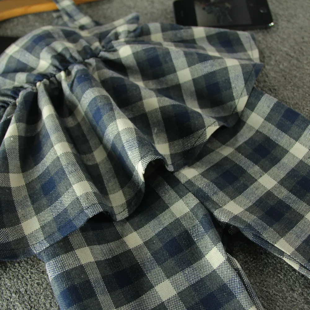 wholesale(5pcs/lot)- 2016 Spring new western style girls sling Plaid Shirt +wide leg pants FOR CHILD GIRL | Детская одежда и обувь