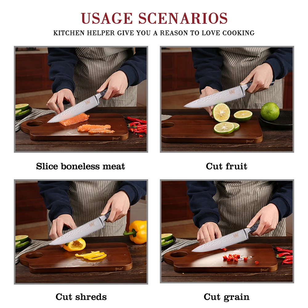 XYj 8 дюймов шеф повар Ножи Нержавеющая сталь высокое углеродный острый нож Цвет