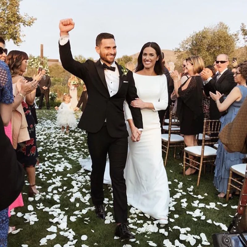 Элегантные Свадебные платья с рукавами три четверти Цвет Белый/цвет слоновой