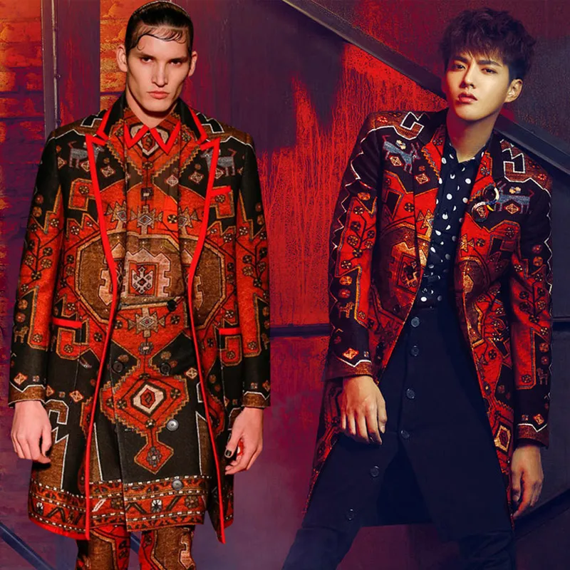 S-6XL!!!2022 Fashion men Stage clothes shirt ruslana korshunova doodle dj male suit costume | Мужская одежда