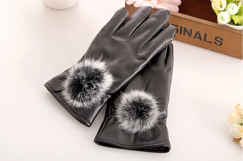 2018 подарок зимние теплые варежки женские перчатки из искусственной кожи с