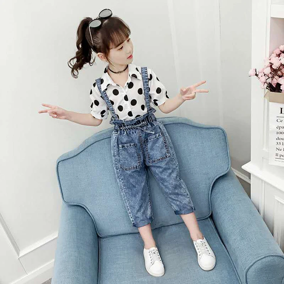 Комплекты летней одежды для маленьких девочек Хлопковые топы + штаны 2 шт./компл.