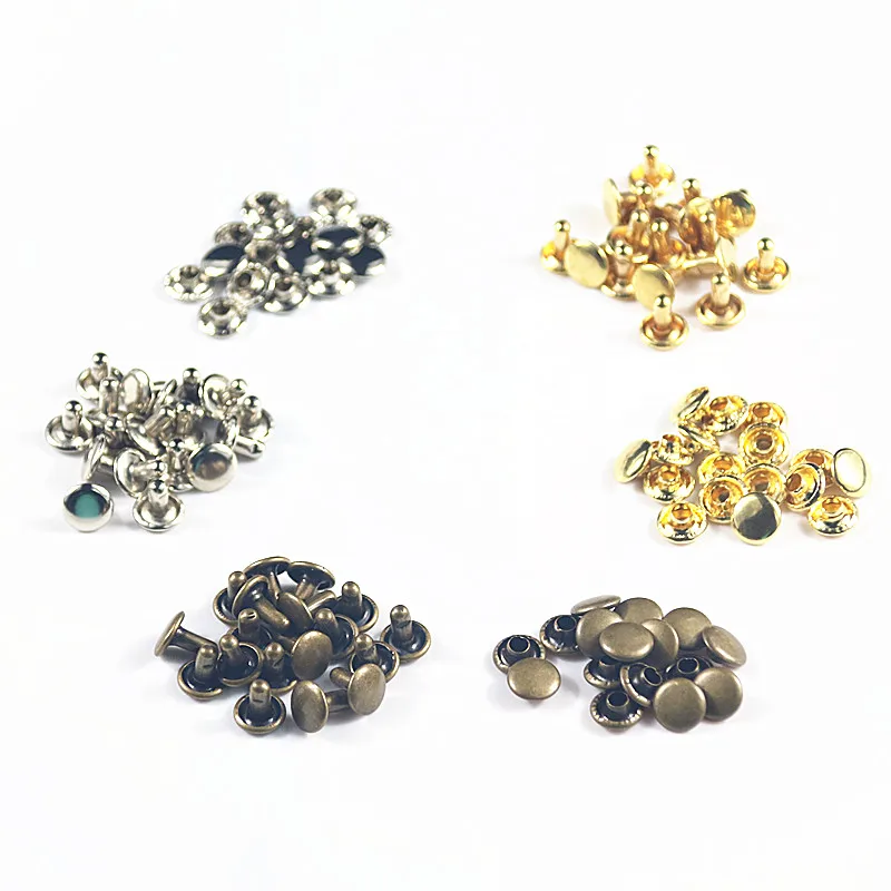 120 комплектов 8 мм латунные двойные колпачки заклепки для кожаной швейной одежды