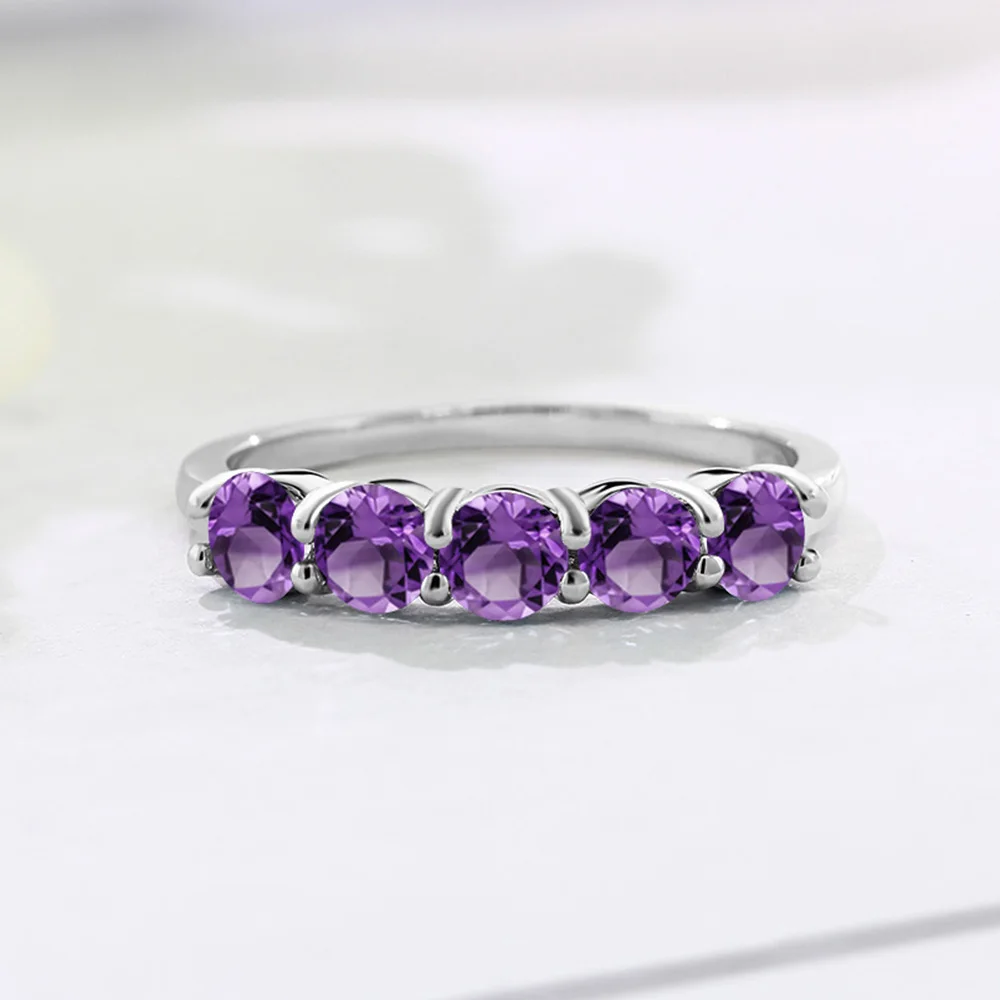 GemStoneKing ювелирные изделия из аметиста 1 25 Ct Круглый фиолетовым аметистом 925 пробы