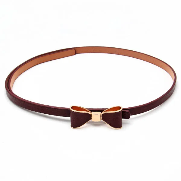 Fashion woman lady Candy Color Big Bowknot Pu Leather Thin Skinny solid Waistband Belt | Аксессуары для одежды