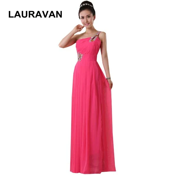 Женское вечернее платье на одно плечо без рукавов цвет розовый синий красный