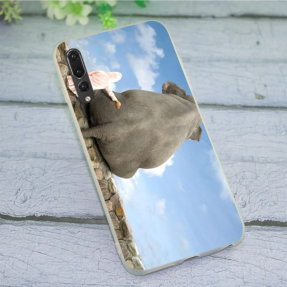 Мягкий чехол для телефона из ТПУ с милым слоном и кроликом Huawei Honor 6A 10 8 9 Lite 7A Pro 7X 7C