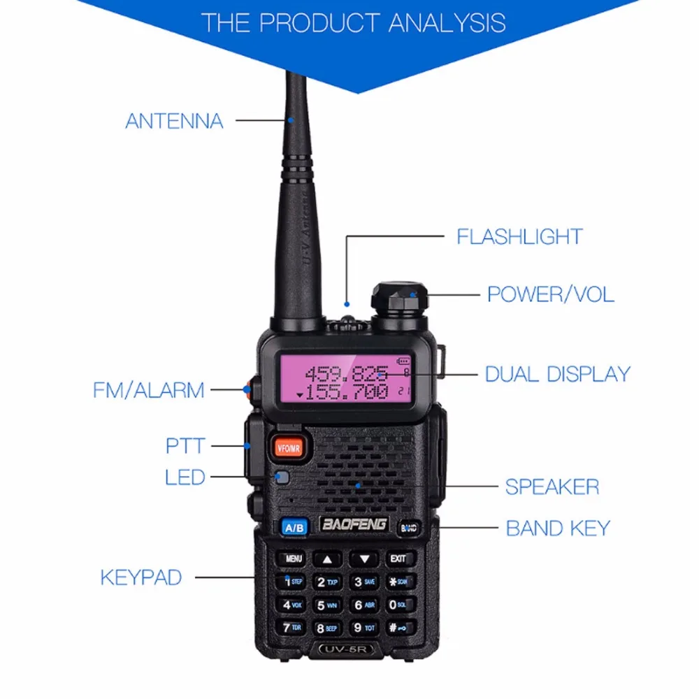 2 шт. BaoFeng UV 5R рация VHF/UHF Двухдиапазонная портативная двухсторонняя радио