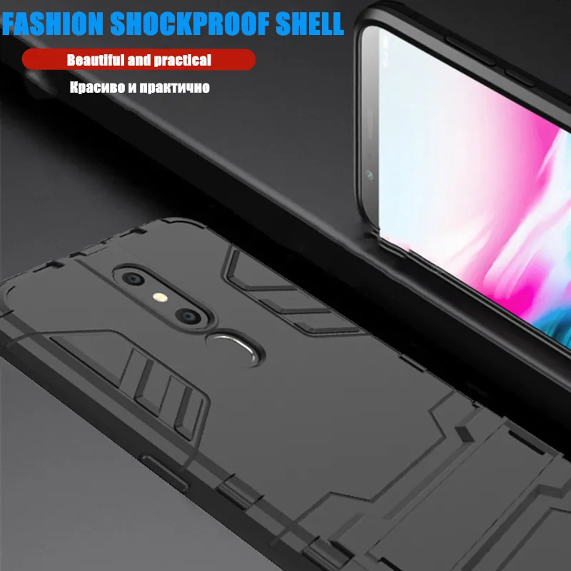 Shockproof Armor Case For OPPO F11 Pro Hybrid Rubber Bumper Hard Bracket PC Back Cover Reamlme 1 Reno R17 X27 Phone | Мобильные