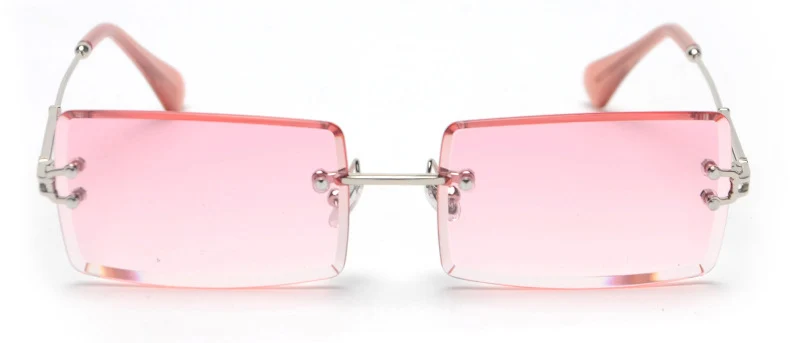 Pink SHAUNA Модные прямоугольные градиентные солнцезащитные очки для женщин без оправы Солнцезащитные очки - Цвет линз: Pink