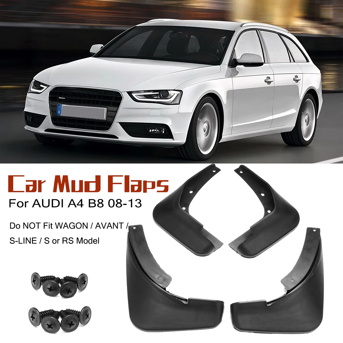 Брызговики для Audi A4 B8 Sedan Saloon 2008 2009 2010 2011 2012 2013 2014 2015|Грязезащита| |