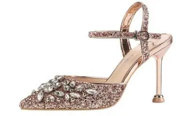 B champagne 9cm heel Женские босоножки; модные золотистые туфли принцессы на высоком каблуке 10 см, 6 см, с пряжкой и ремешком; роскошный дизайн - Цвет: B champagne 9cm heel