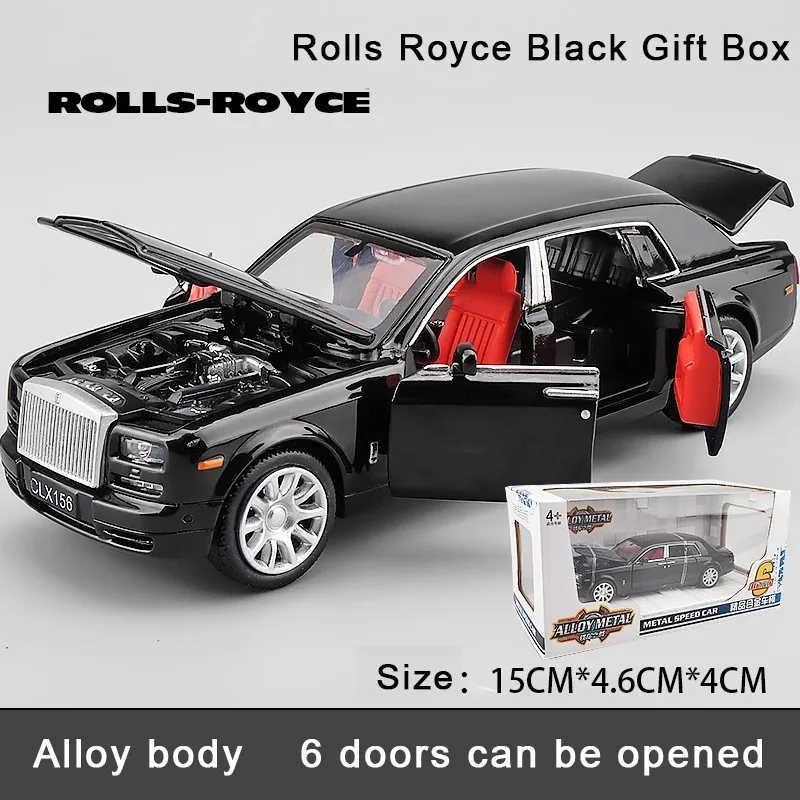 black with box 1/36 Rolls Royce Phantom литая под давлением Модель автомобиля игрушки металлический автомобиль Игрушечная модель автомобиля черная удлиненная коллекция лимузина 6 дверей - Цвет: black with box
