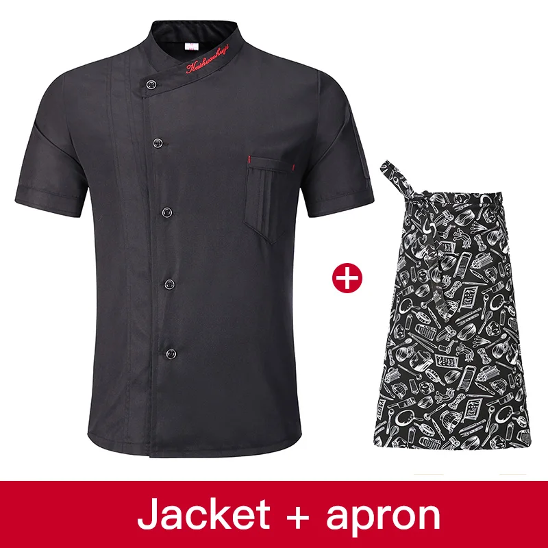 Jacket apron Черная куртка шеф-повара рубашки Новая одежда Униформа для гостиничного шеф-повара Ресторан официантки Униформа питание пекарня кухня рабочая одежда - Цвет: Jacket apron