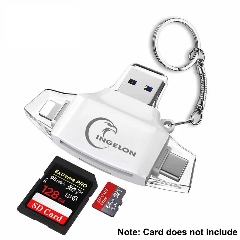 R012-Two White Картридер Ingelon SD кардридер SD/Micro SD TF OTG Смарт-карта памяти адаптер lecteur sd-карта для типа C ноутбук оптом аксессуары картридер usb 2.0 переходник микро сд на юсб sd переходник iphone флешка картридер - Цвет: R012-Two White