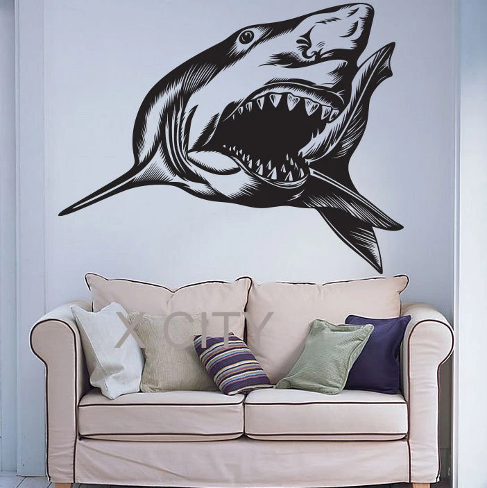 Настенная виниловая наклейка с изображением морских животных и акул | Дом сад