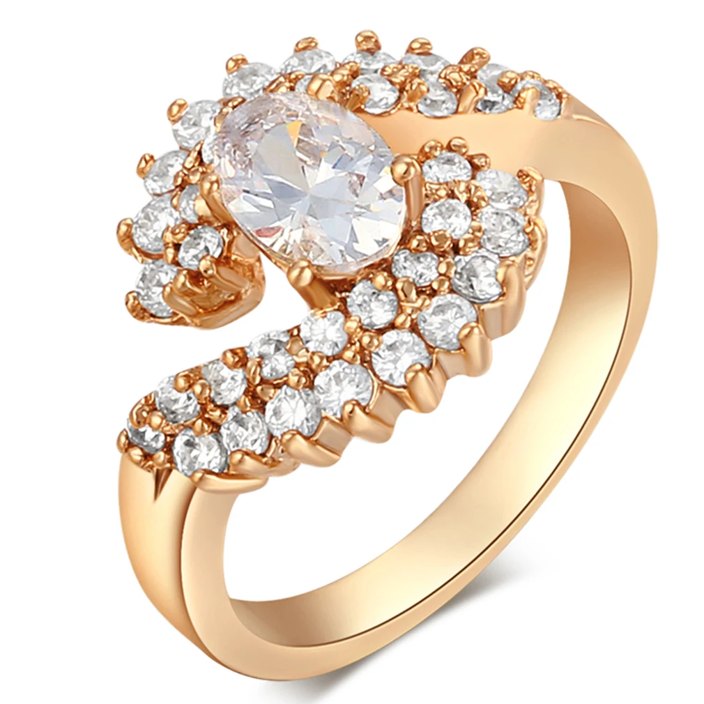 Золотой Цвет в Шахматном Порядке Романтические Обручальные Кольца Для Женщин