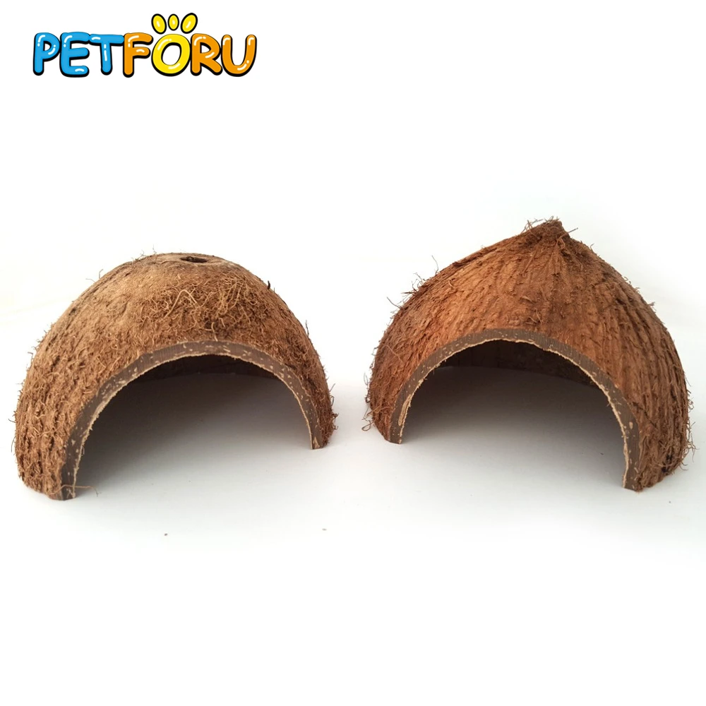Petforu натуральные скорлупы кокосового ореха чтобы избежать пещеры дом рептилии