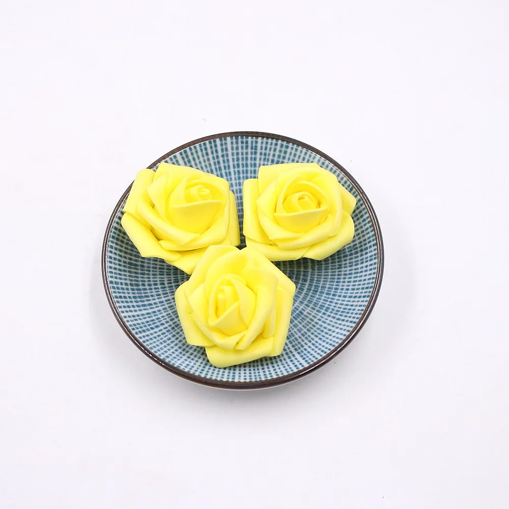 yellow 10 шт., 4 см, голова из пенополиэтилена, голова цветка розы, искусственные розы, цветок, сделай сам, венок ручной работы, ремесло для украшения свадебной вечеринки - Цвет: yellow