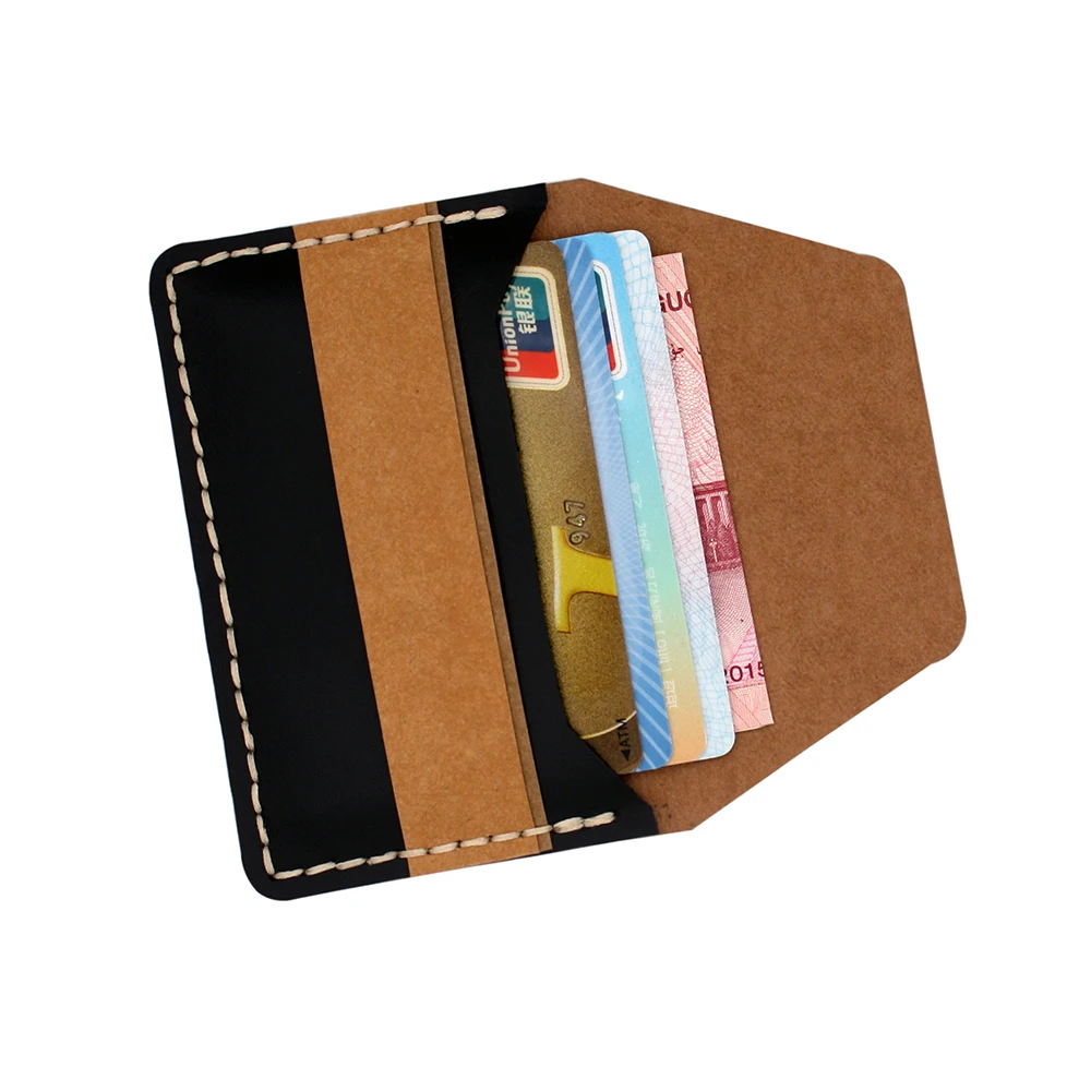 Manual Cow leather card package Washable kraft paper holder Business Mini | Багаж и сумки