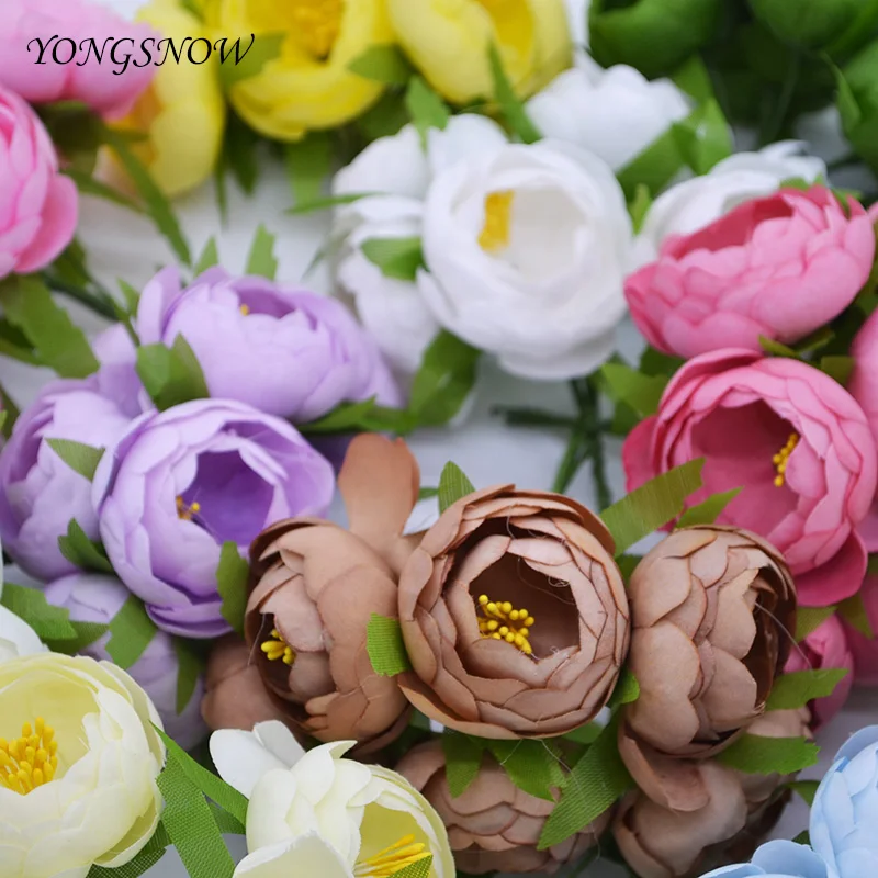 6 шт. 4 см шелк искусственная чайная роза бутон букет невесты сделай сам венок