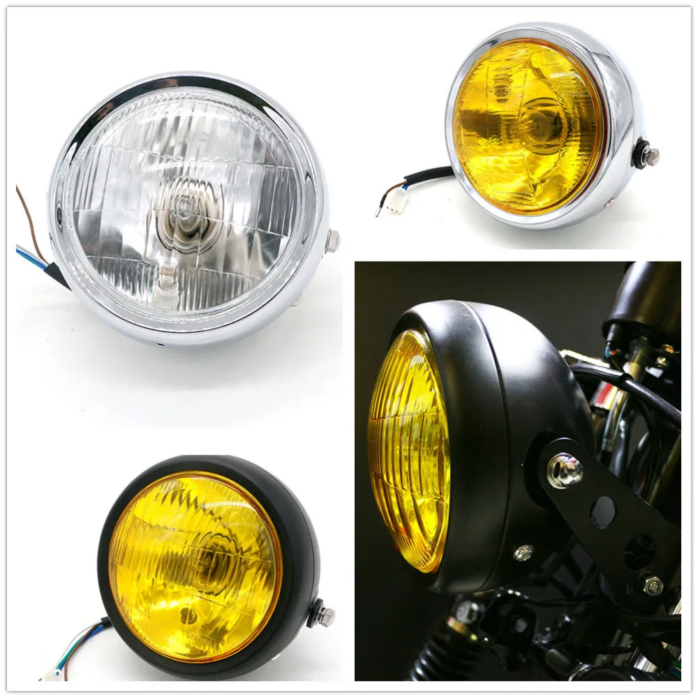 

DC 12V Motorcycle Refit Headlight Vintage Round Motorcycle Head Light Scooter Motorbike Motor Front Headlights Lamp Universal