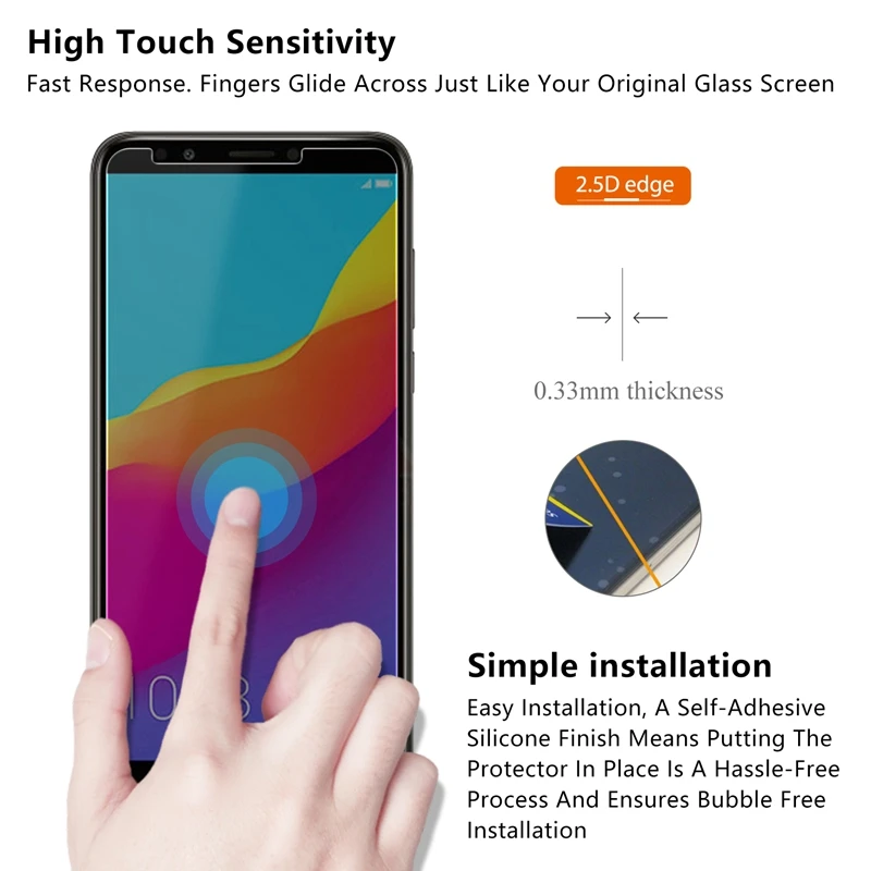 Для Huawei Y7 Prime (2018) 2.5D антишпионское закаленное стекло для защиты экрана