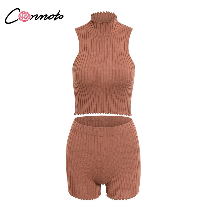 Conmoto Sxey Тонкий полосой женские короткие топы и короткий костюм Лето 2019 г. без