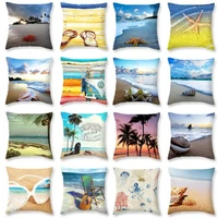 casual style beach theme decorative cotton linen square cushion cover