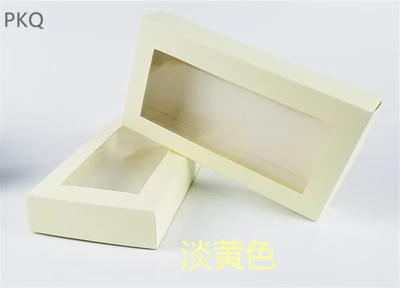 20pcs 21*11*3.5CM black wallet boxes PVC window white cover packaging box with underwear gift small jewelry soap |