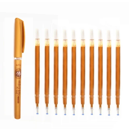 Light glitter gold 10 шт./лот, золотой стержень, буддийские Писания, сутра, Специальная Заправка, гелевая ручка для письма, школьные принадлежности, канцелярские принадлежности - Цвет: Light glitter gold