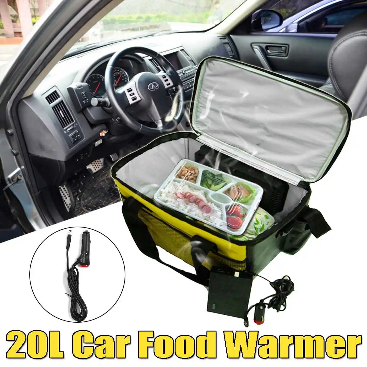 Heating Bag 12 В 20л Портативный электрический охладитель/коробка для обеда с подогревом, автомобильные коробки для еды, грелка, сумка для хранения, контейнер для путешествий, офиса, дома, подарок - Цвет: Heating Bag