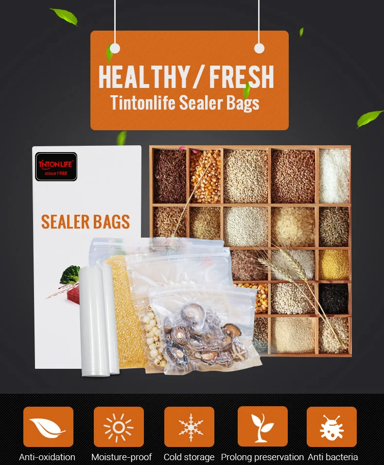 TINTON LIFE, кухонные вакуумные пакеты для хранения пищевых продуктов, пакеты для вакуумного упаковщика, для хранения свежих продуктов, длительное хранение 12+ 15+ 20+ 25+ 28 см* 500 см, 5 рулонов/партия