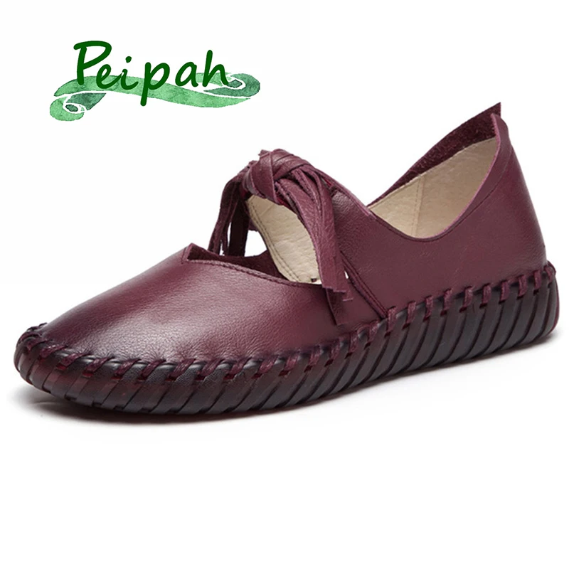 

Туфли PEIPAH женские из натуральной кожи, бахрома, плоская подошва, без застежки, эспадрильи, дизайнерский бренд, лето 2019