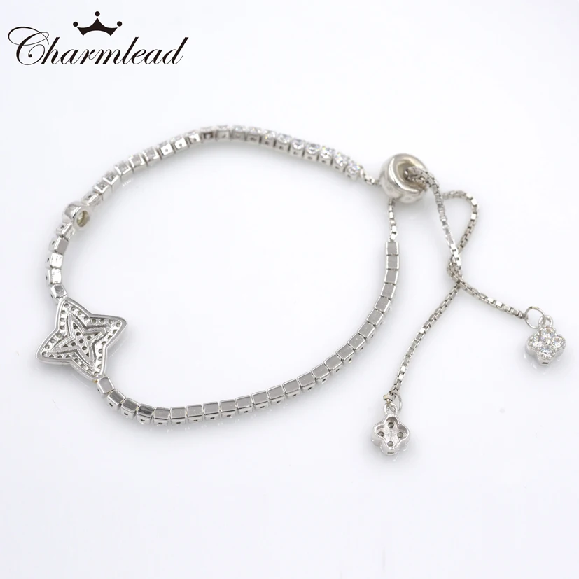 Новинка 2017 года одноцветное стерлингового серебра 925 Игристые Strand браслет