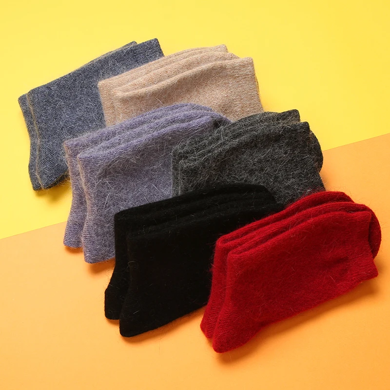 

Autumn Winter Socks Women Man Thick Angora Wool Socks Ladies Soft Warm Rabbit Haired Short Sock 6 color Basic Hosiery Sox