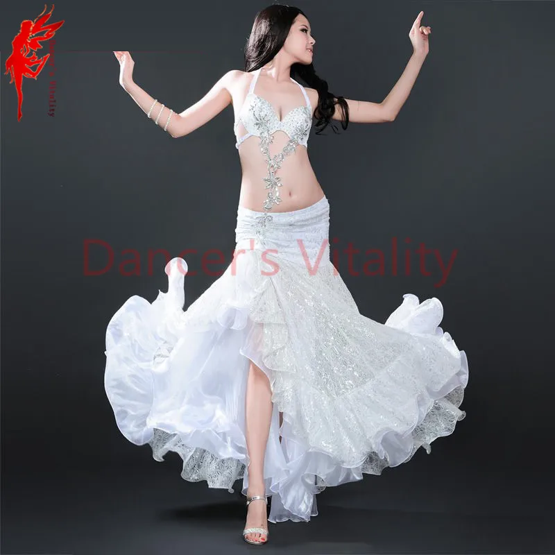 Lady belly dance performance suit stones bra+satin skirt+arms set for women clothes SML | Тематическая одежда и униформа