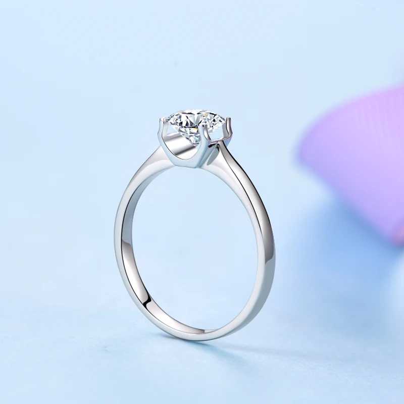 JIASHUNTAI Soild 14K белое 1Ct кольцо с алмазом Moissanite кольца 585 золотые свадебные для женщин